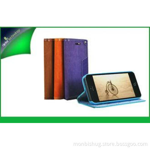 Purple Mobile Phone Leather Iphone 5 Cases With Stand / Hot